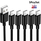 5 buc/lot Cablu de telefon tip C USB C pentru Samsung Galaxy Tab A7 lite S7 FE F22 F32 F12 M42 M32 M12 A22 5G Cablu de încărcare rapidă
