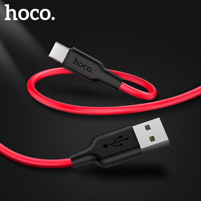HOCO Силиконов USB кабел тип C 2A USB C кабел Кабел за данни за бързо зареждане Type-C USB кабел за зарядно устройство за Galaxy S8 Plus Xiaomi 6 Mi5