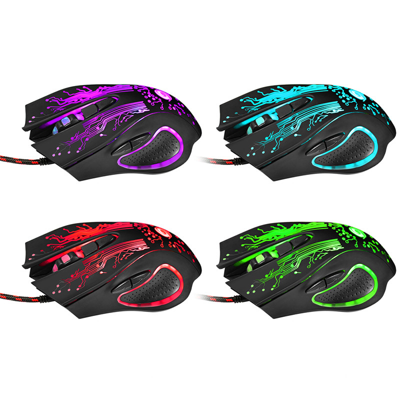 USB vezetékes játékegér 5500 DPI állítható 7 gombos LED háttérvilágítású professzionális gamer egér Ergonomikus számítógépes egér PC laptophoz