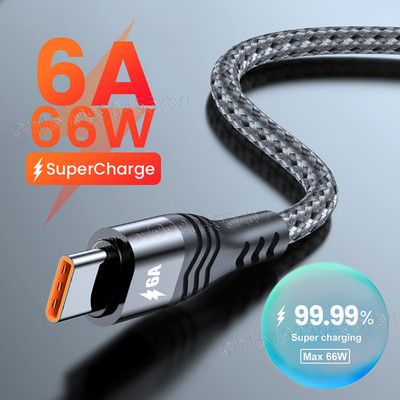Καλώδιο USB τύπου C 6A 66W SCP για Huawei Mate 40 Pro 5A Γρήγορη φόρτιση Καλώδιο φόρτισης USB C Καλώδιο δεδομένων για Xiaomi Samsung OPPO 1/2/3M