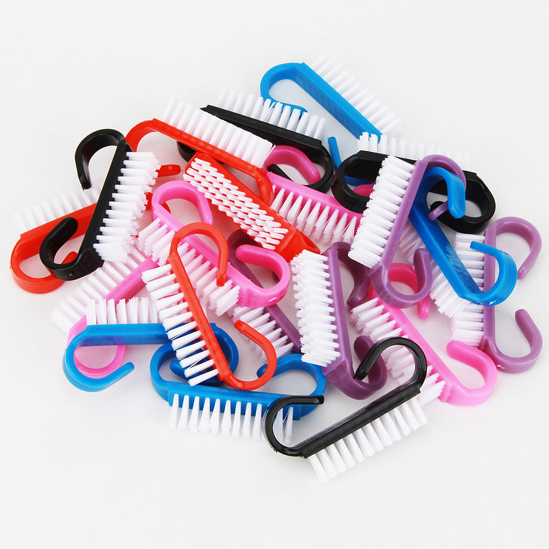 100 db átlátszatlan színű körömkefe Rózsaszín/fekete/lila/piros/kék dizájn manikűr por Púder Köröm Art Care Tool Clean Puha Tartozék