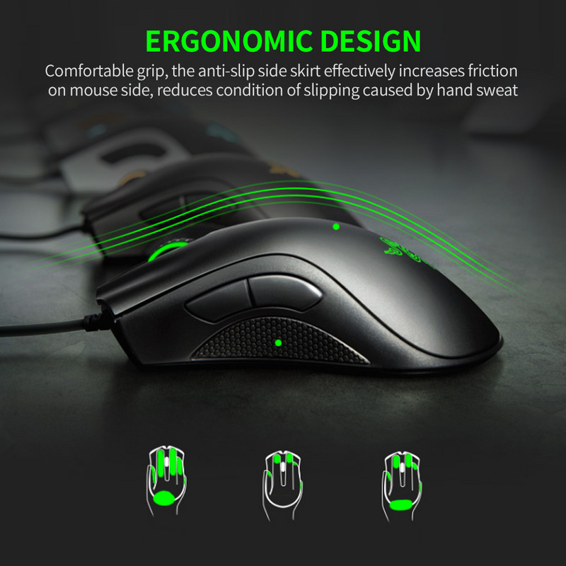 Herná drôtová myš Razer DeathAdder Essential, ergonomická, s optickým senzorom 6400 DPI, 5 programovateľnými tlačidlami (verzia 2021)