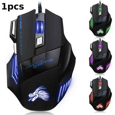 Vezetékes játékegér 7 gombos háttérvilágítású, ergonomikus USB egerek 5500 DPI háttérvilágítással állítható optikai egerek PC Gamer asztali számítógépekhez