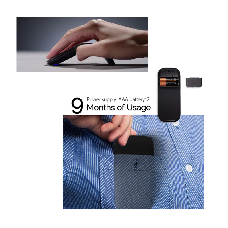 1600 DPI Bluetooth 4.0 juhtmevaba hiir kokkupandav kaarekujuline puutetundlik Mause kokkupandav üliõhukesed vaigistatud hiired Surfacebooki sülearvuti kontoris kasutamiseks