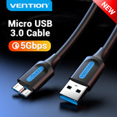Vention Micro USB 3.0 kaabel 3A kiirlaadija andmekaabel mobiiltelefoni kaablid Samsung Note 3 S5 Toshiba Sony USB Micro B kaabel