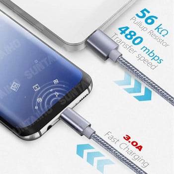 5 пакета 3A тип C кабел за Samsung S20 S10 Plus бързо зарядно устройство Кабел за зареждане за Huawei P40 P30Pro USBC кабел за мобилен телефон Xiaomi
