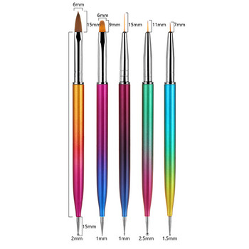 5Pcs Nails Art Dotting Pen Акрилна чертаща линия Dotting Brush Rhinestone Gems Picker UV Gel Painting Manicure Accessoires Tools