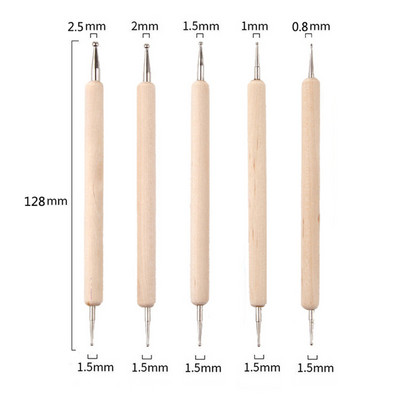 5db Nails Art pöttyös toll akril rajz bélés pontozó ecset strassz drágakövek Picker UV gél festés manikűr kiegészítők eszközök