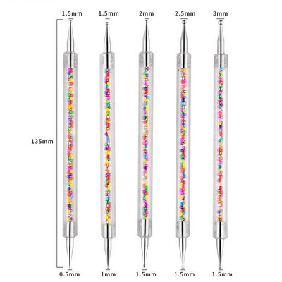 5db Nails Art pöttyös toll akril rajz bélés pontozó ecset strassz drágakövek Picker UV gél festés manikűr kiegészítők eszközök