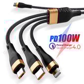 Καλώδιο USB C 3 σε 1 PD για iPhone 14 13 12 3 σε 1 100W QC4.0 3.0 Fast Charging Micro USB Type C Καλώδιο για Macbook Samsung Xiaomi