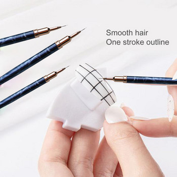 Четки за рисуване на нокти 7 мм 9 мм 11 мм 15 мм 25 мм писалка за рисуване 3D Направи си сам акрилни UV гел четки Комплект за рисуване за дълги линии черни