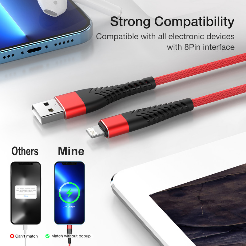 Greito įkrovimo USB laidas skirtas iPhone 13 12 11 Pro Max X XR XS 5 6 s 7 8 Plus SE Ilgas 1 m 2 m 3 m Apple telefono duomenų įkroviklio laidas 3 m laidas