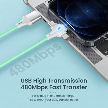 1/2m 3 в 1 USB кабел за данни Micro USB/Type C/8 Pin Cable за iPhone Зарядно устройство 6A 66W Кабел за бързо зареждане за iPhone 14 13 Huawei P50