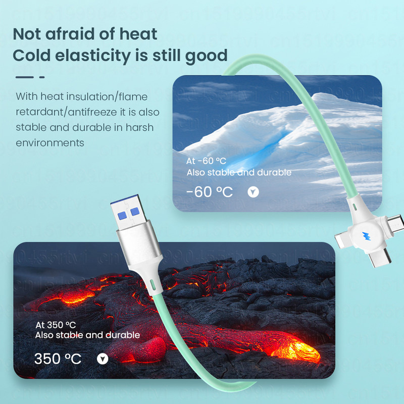 1/2m 3 in 1 USB duomenų kabelis Mikro USB/C tipo/8 kontaktų kabelis iPhone įkrovikliui 6A 66W greito įkrovimo laidas, skirtas iPhone 14 13 Huawei P50