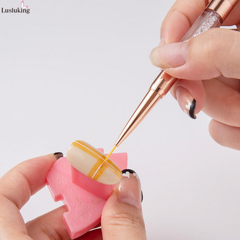 Розово злато Двуглава химикалка за рисуване на линии Nail Art UV Gel Liner четки за рисуване Рисуване на цветни ленти Дизайн 5+7/9+12/15+20 мм