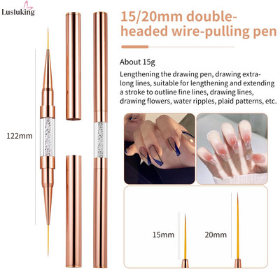Rose Gold kétfejű vonalas rajztoll körömdíszítés UV gél bélés ecsetek rajz virág csíkozás 5+7/9+12/15+20mm
