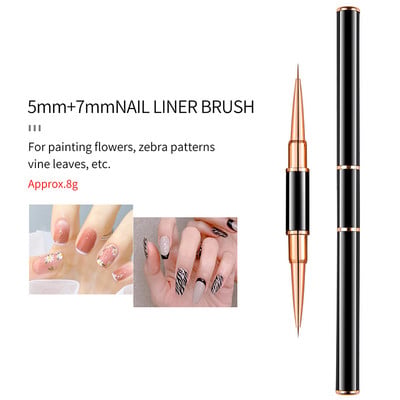 Rose Gold kétfejű vonalas rajztoll körömdíszítés UV gél bélés ecsetek rajz virág csíkozás 5+7/9+12/15+20mm