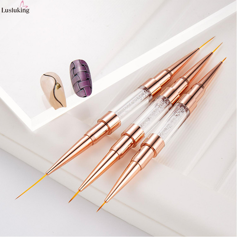 Rose Gold kétfejű vonalas rajztoll körömdíszítés UV gél bélés ecsetek rajz virág csíkozás 5+7/9+12/15+20mm