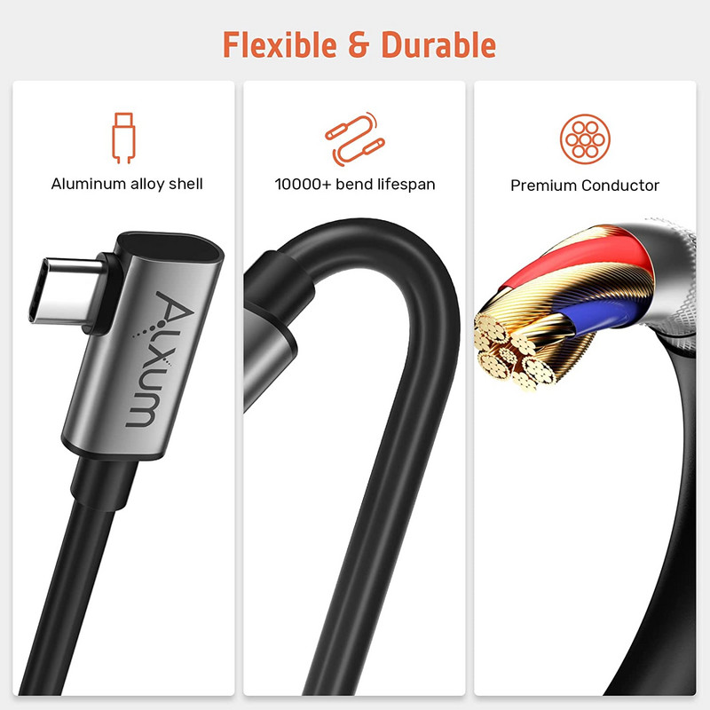 ALXUM 5M jungties kabelis, skirtas Oculus Quest 2 jungties kabelis USB 3.0 greito įkrovimo laidas USB C iki C tipo duomenų perdavimo kabelis, skirtas asmeniniam kompiuteriui Steam VR