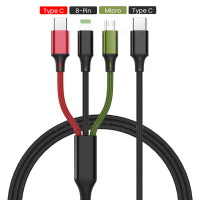 3 u 1 20 W USB C kabel za iPhone 13 12 11 Pro Max Macbook Pro Xiaomi 3A 60 W QC4.0 3.0 Micro USB Type C kabel za punjenje punjača