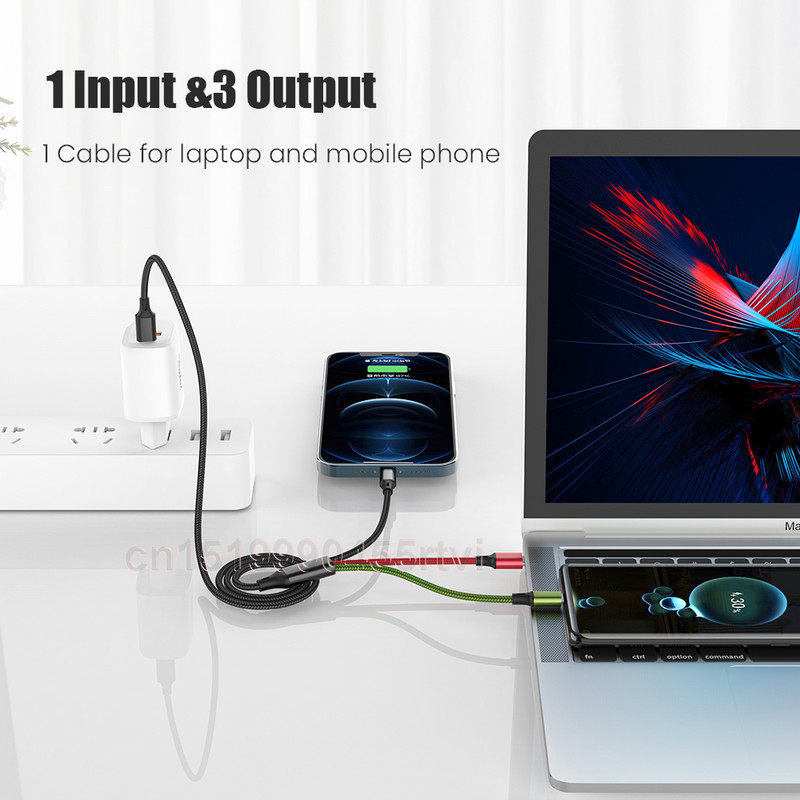 3 u 1 20 W USB C kabel za iPhone 13 12 11 Pro Max Macbook Pro Xiaomi 3A 60 W QC4.0 3.0 Micro USB Type C kabel za punjenje punjača