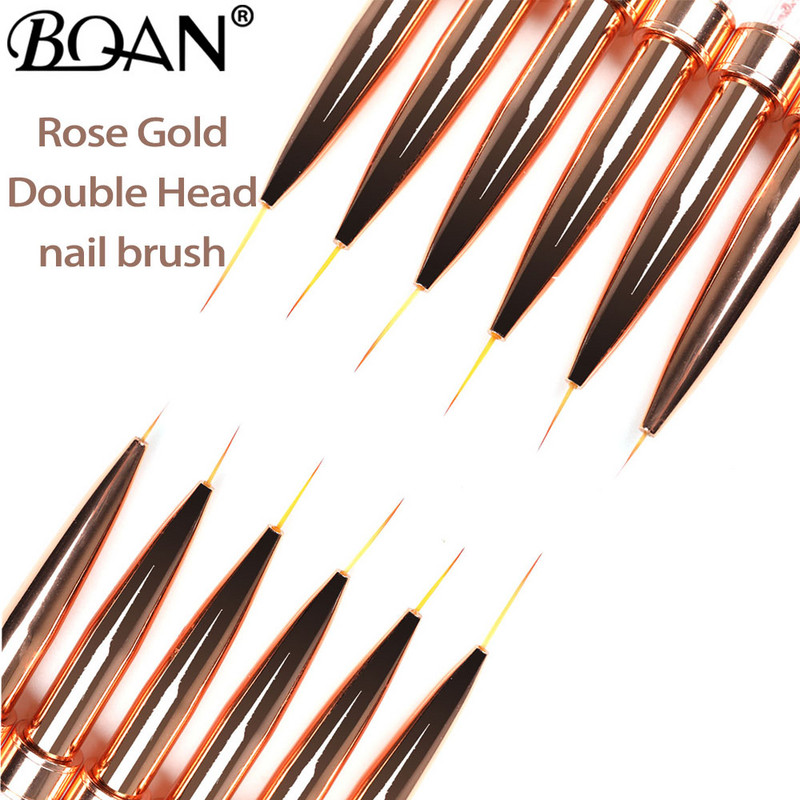 BQAN 1db Gold Rose duplafejű körömkefe kristály rajzoló ecset bélés ecset festőtoll gél lakk kristály köröm művészet manikűr