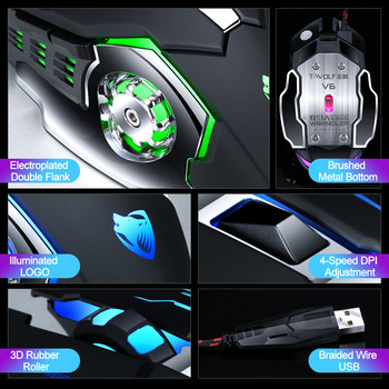 Pro Gamer Gaming Mouse 8D 3200DPI Регулируема кабелна оптична LED компютърна мишка USB кабел Безшумна мишка за лаптоп PC