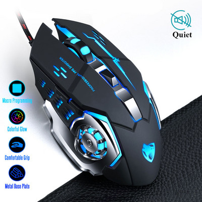 Pro Gamer Gaming Mouse 8D 3200DPI Регулируема кабелна оптична LED компютърна мишка USB кабел Безшумна мишка за лаптоп PC