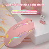 Нов продукт ONIKUMA CW905 Cute Pink Wireless Gaming Mouse RGB Marquee Rechargeable Desktop Computer Mouse Notebook