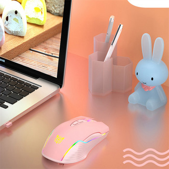 Нов продукт ONIKUMA CW905 Cute Pink Wireless Gaming Mouse RGB Marquee Rechargeable Desktop Computer Mouse Notebook