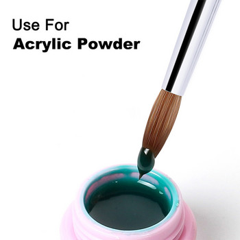 Νέο Glitter Handle Nail Art Brush for Acrylic Powder 100% Nylon Manicure Acrylic Nails Στρογγυλό πινέλο Nail Art με υγρό 7 μεγέθη