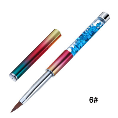 Uus Glitter käepidemega küünekunsti pintsel akrüülpuudri jaoks 100% nailonist maniküüri akrüülküünte ümmargune vedela küünekunsti pintsel 7 suurust