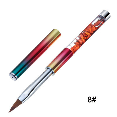 Uus Glitter käepidemega küünekunsti pintsel akrüülpuudri jaoks 100% nailonist maniküüri akrüülküünte ümmargune vedela küünekunsti pintsel 7 suurust