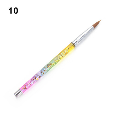 Uus Glitter käepidemega küünekunsti pintsel akrüülpuudri jaoks 100% nailonist maniküüri akrüülküünte ümmargune vedela küünekunsti pintsel 7 suurust