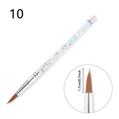 Uus Glitter käepidemega küünekunsti pintsel akrüülpuudri jaoks 100% nailonist maniküüri akrüülküünte ümmargune vedela küünekunsti pintsel 7 suurust