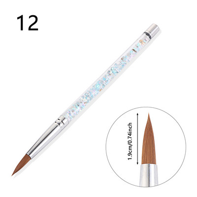 Uus Glitter käepidemega küünekunsti pintsel akrüülpuudri jaoks 100% nailonist maniküüri akrüülküünte ümmargune vedela küünekunsti pintsel 7 suurust