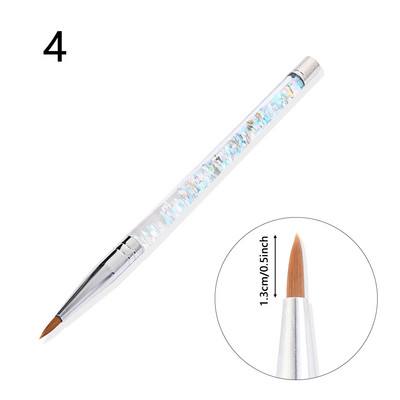 Uus Glitter käepidemega küünekunsti pintsel akrüülpuudri jaoks 100% nailonist maniküüri akrüülküünte ümmargune vedela küünekunsti pintsel 7 suurust