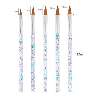Uus Glitter käepidemega küünekunsti pintsel akrüülpuudri jaoks 100% nailonist maniküüri akrüülküünte ümmargune vedela küünekunsti pintsel 7 suurust