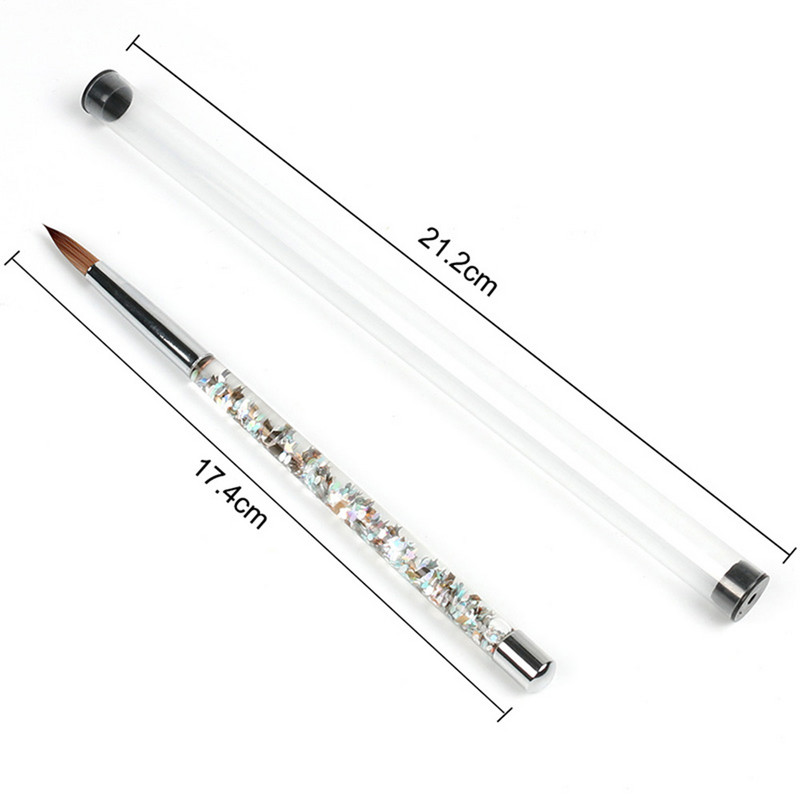 Uus Glitter käepidemega küünekunsti pintsel akrüülpuudri jaoks 100% nailonist maniküüri akrüülküünte ümmargune vedela küünekunsti pintsel 7 suurust