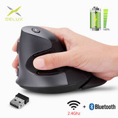 Delux M618G punjivi vertikalni bežični miš, ergonomski 4000 DPI optički miševi s uklonjivim osloncem za dlan za računalo