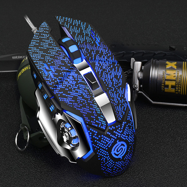 USB laidinė žaidimų pelė 3200DPI reguliuojama 6 mygtukai LED apšviesta žaidimų pelė, skirta staliniam kompiuteriui kompiuteriui nešiojamojo kompiuterio priedai Mause