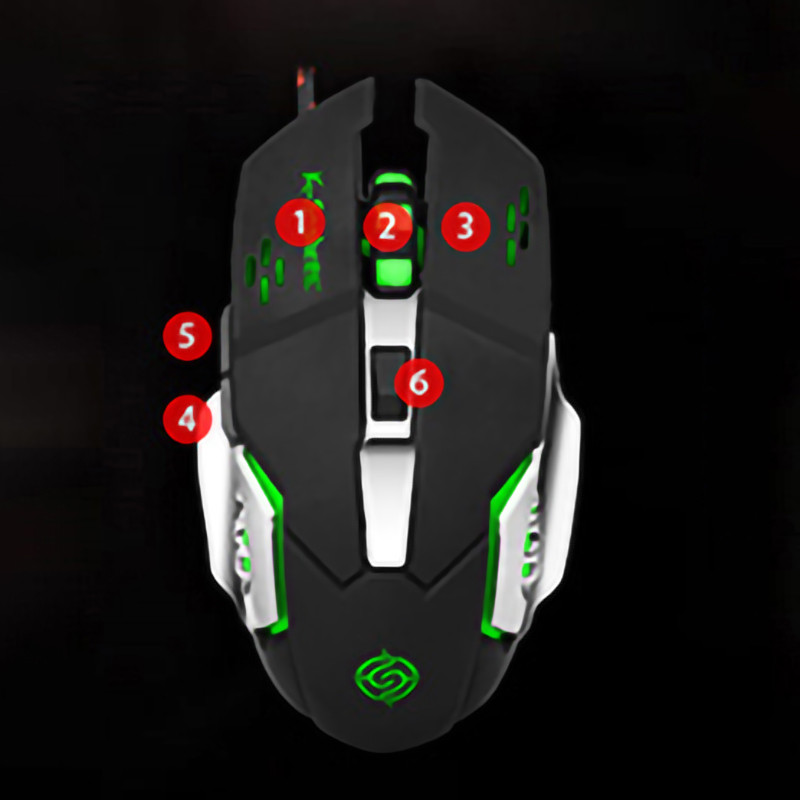 USB laidinė žaidimų pelė 3200DPI reguliuojama 6 mygtukai LED apšviesta žaidimų pelė, skirta staliniam kompiuteriui kompiuteriui nešiojamojo kompiuterio priedai Mause