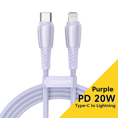 ESSAGER PD 20W USB C laidas skirtas iPhone 12 13 14 Plus Pro Max 3A greito įkrovimo įkroviklio laidas iPad duomenų laido laidas 0,5/1/2/3m