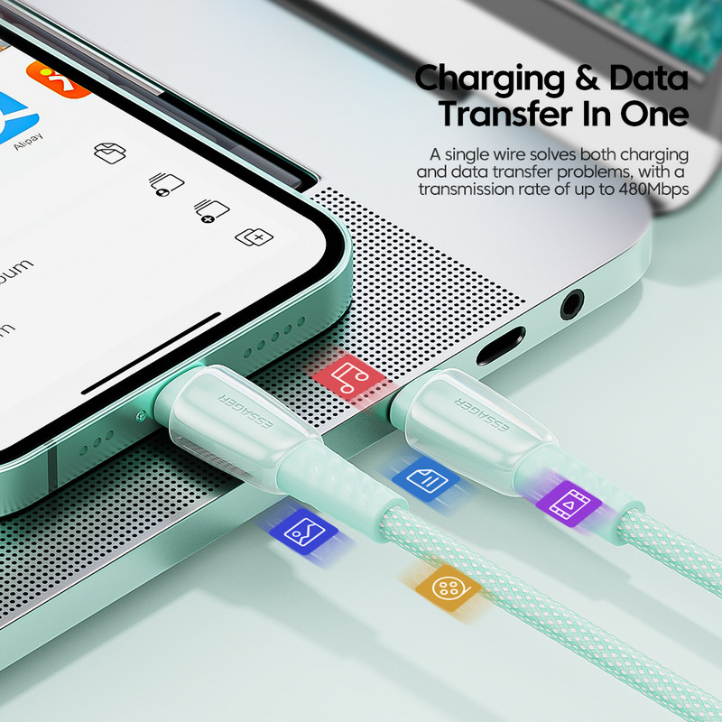 ESSAGER PD 20W USB C laidas skirtas iPhone 12 13 14 Plus Pro Max 3A greito įkrovimo įkroviklio laidas iPad duomenų laido laidas 0,5/1/2/3m