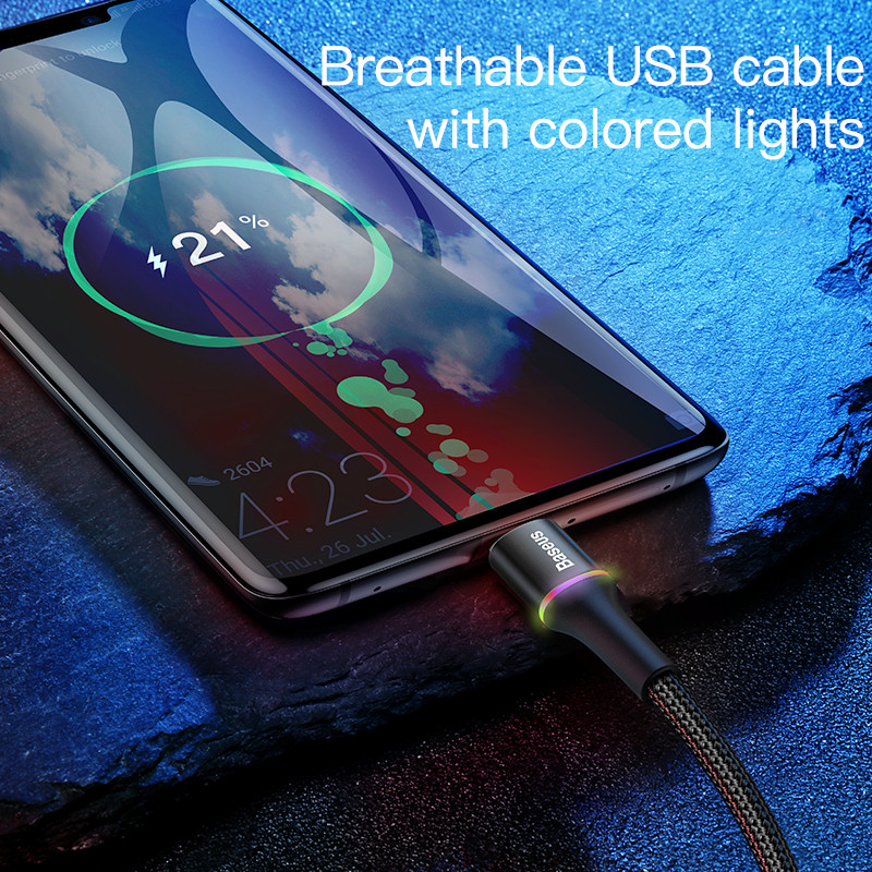 Καλώδιο Baseus 3A USB Type C Καλώδιο γρήγορης φόρτισης φορτιστή τύπου c για Samsung S21 S20 Xiaomi Mi 10 9 Oneplus 8 Pro Καλώδιο δεδομένων C USB
