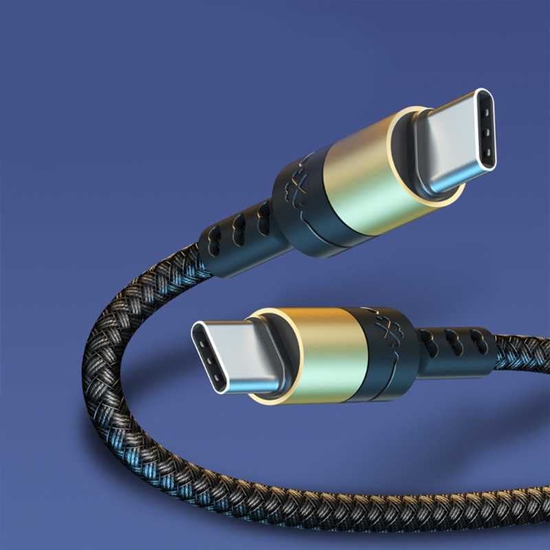 2 viename Dvigubas C tipo įkrovimo laidas Įkraukite du viename duomenų laidą Greito įkrovimo laidas telefonams 1,2/2M