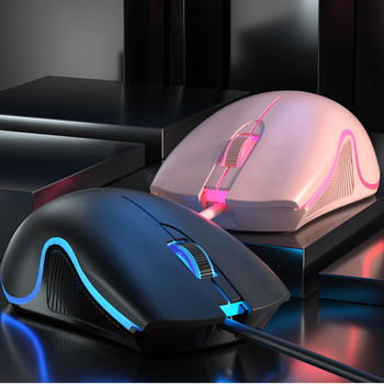 Ергономична жична игрална мишка LED Mute Mouse USB компютърна мишка Silent Mause Mouse с RGB подсветка Офис мишки за компютърни лаптопи