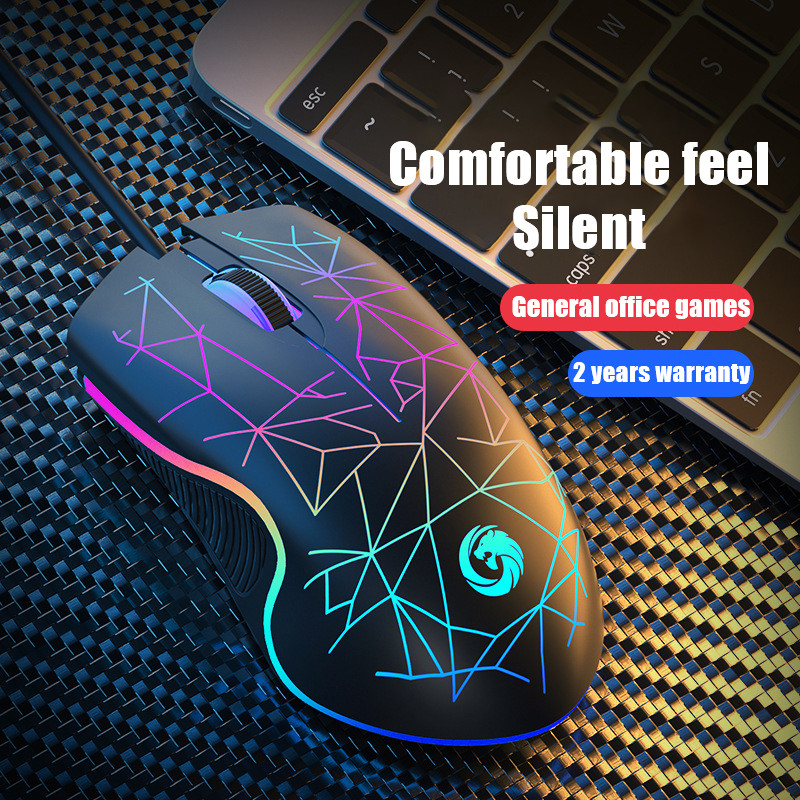 Ergonomikus vezetékes játék egér LED némító egér USB számítógépes egér Csendes Mause egér RGB háttérvilágítással Irodai egerek PC laptopokhoz