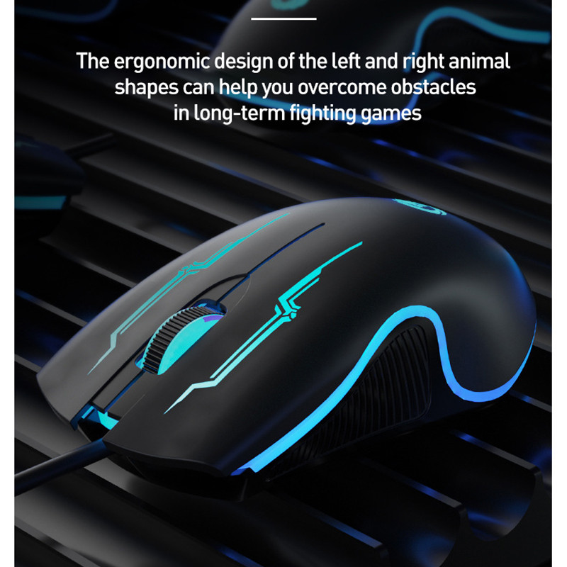 Ergonomikus vezetékes játék egér LED némító egér USB számítógépes egér Csendes Mause egér RGB háttérvilágítással Irodai egerek PC laptopokhoz