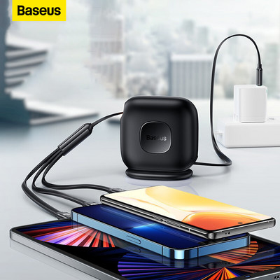 Baseus Retractable 100W 3 в 1 USB C кабел за iPhone 14 13 Настолно зарядно USB Type C Бързо зареждане за Macbook Samsung Xiaomi